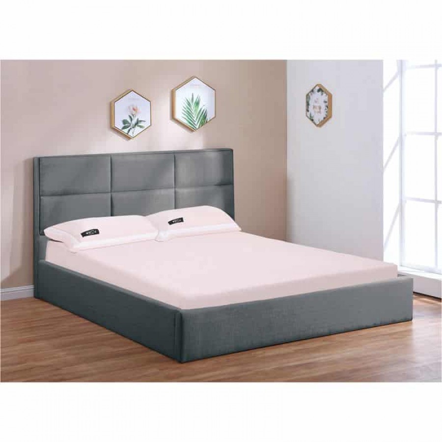 MAX Κρεβάτι Διπλό με Χώρο Αποθήκευσης, για Στρώμα 160x200cm, Ύφασμα Ανθρακί 176x217x104cm Woodwell Ε8111,1 Κρεβάτια
