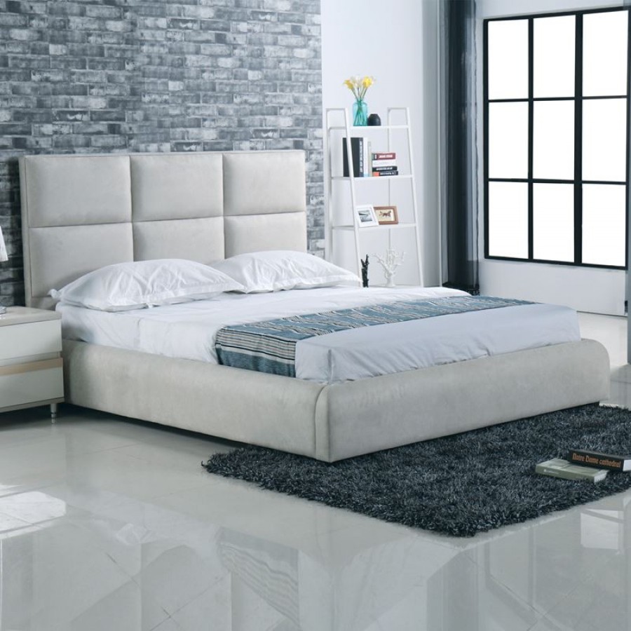 MAXIM Κρεβάτι Διπλό, για Στρώμα 160x200cm, Ύφασμα Απόχρωση Grey Stone 183x220x121cm Woodwell Ε8080 Κρεβάτια