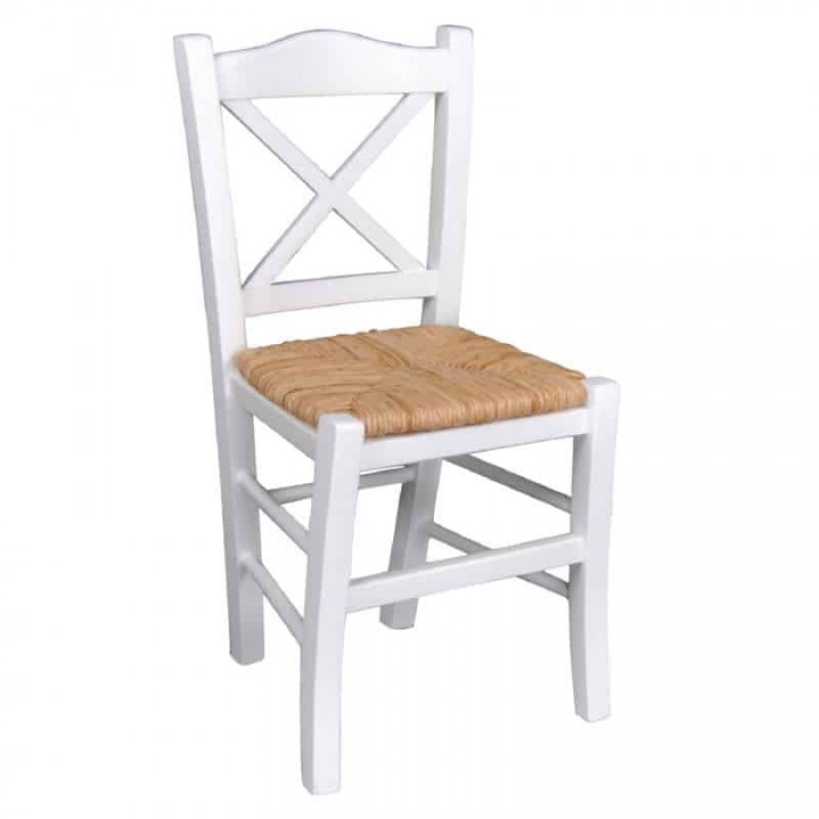 METRO Καρέκλα Οξιά Βαφή Εμποτισμού Λάκα Άσπρο, Κάθισμα Ψάθα 43x47x88cm Woodwell Ρ967,Ε8 Καφενείου-Ταβέρνας Παραδοσιακά