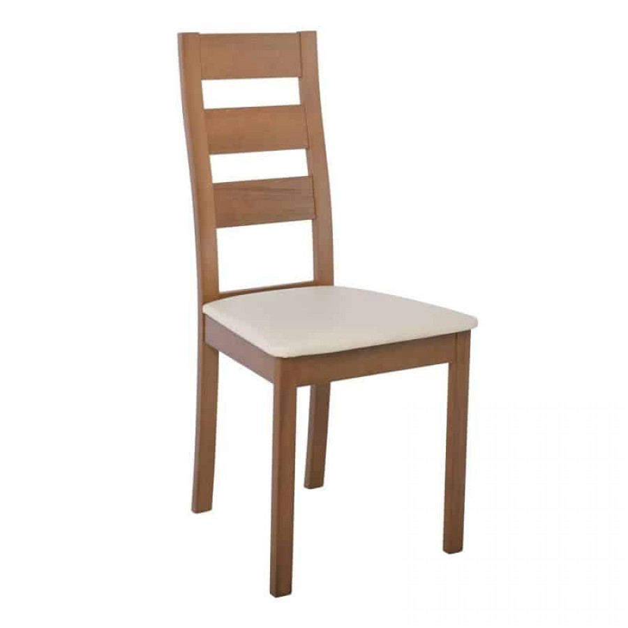 MILLER Καρέκλα Οξυά Honey Oak, PVC Εκρού 45x52x97cm Woodwell Ε782,1 Καρέκλες