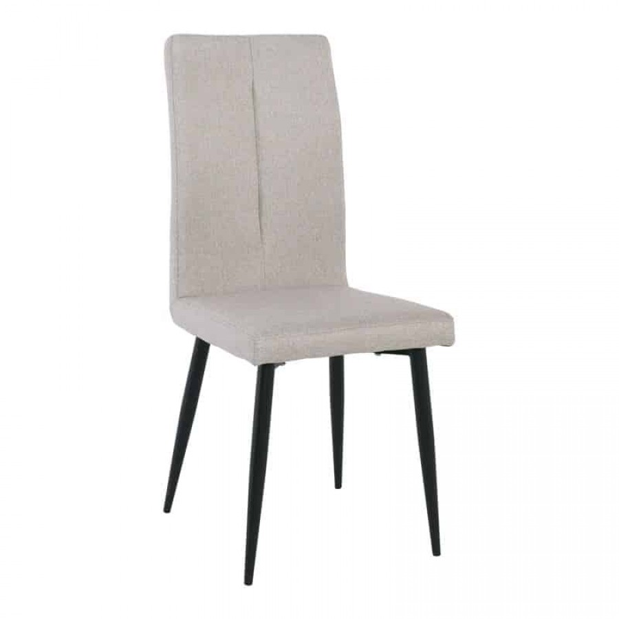 MINA Καρέκλα Τραπεζαρίας Κουζίνας, Μέταλλο Βαφή Μαύρο, Ύφασμα Μπεζ 43x56x97cm Woodwell ΕΜ761,1 Καρέκλες