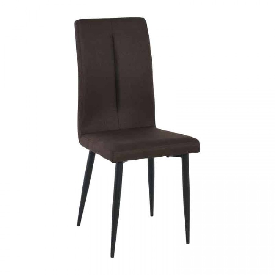 MINA Καρέκλα Tραπεζαρίας Κουζίνας, Μέταλλο Βαφή Μαύρο, Ύφασμα Σκούρο Καφέ 43x56x97cm Woodwell ΕΜ761,3 Καρέκλες