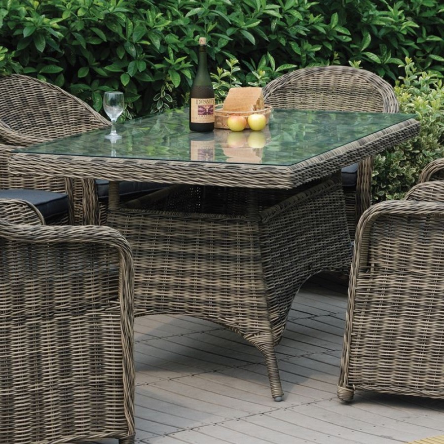 MONTANA Τραπέζι Dining Κήπου-Βεράντας ALU, Φ5mm Round Wicker Grey Brown 160x90 H.75cm Woodwell Ε655,2 Τραπεζια Κήπου