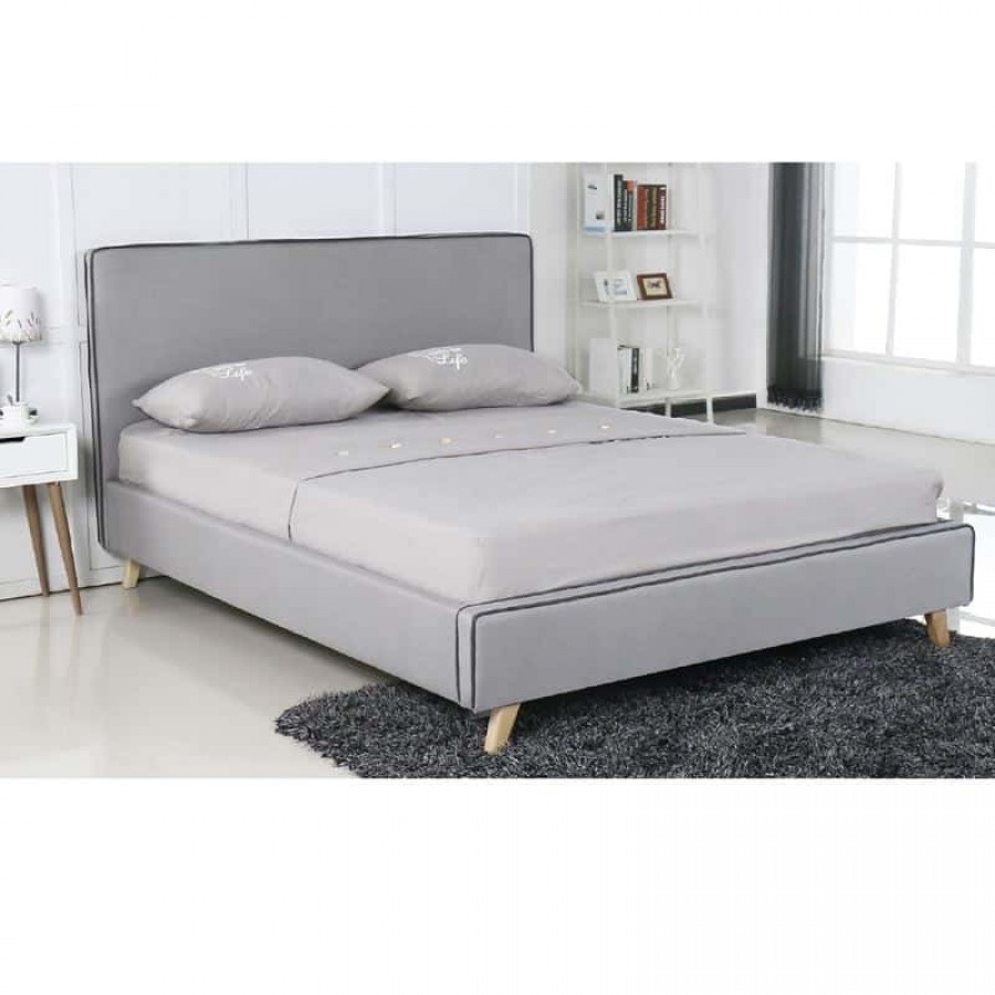 MORISSON Κρεβάτι Διπλό, για Στρώμα 140x190cm, Ύφασμα Ανοιχτό Γκρι 149x204x110cm Woodwell Ε8082,1 Κρεβάτια