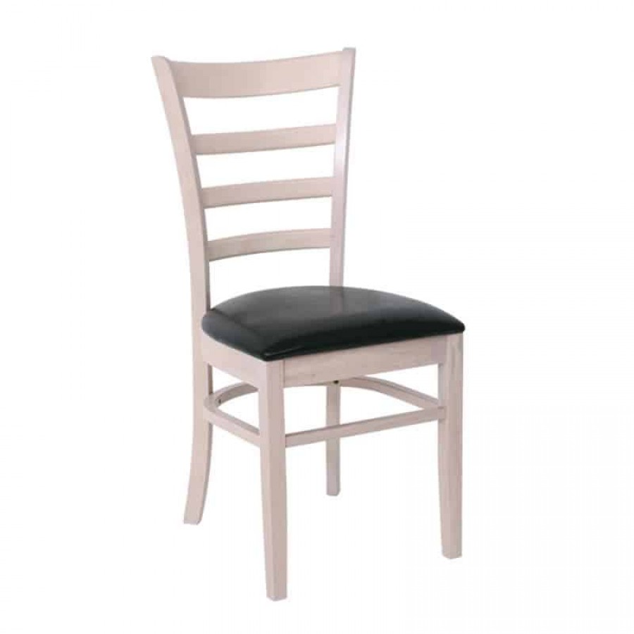 NATURALE Καρέκλα White Wash, Pu Μαύρο 42x50x91cm Woodwell Ε7052 Καρέκλες