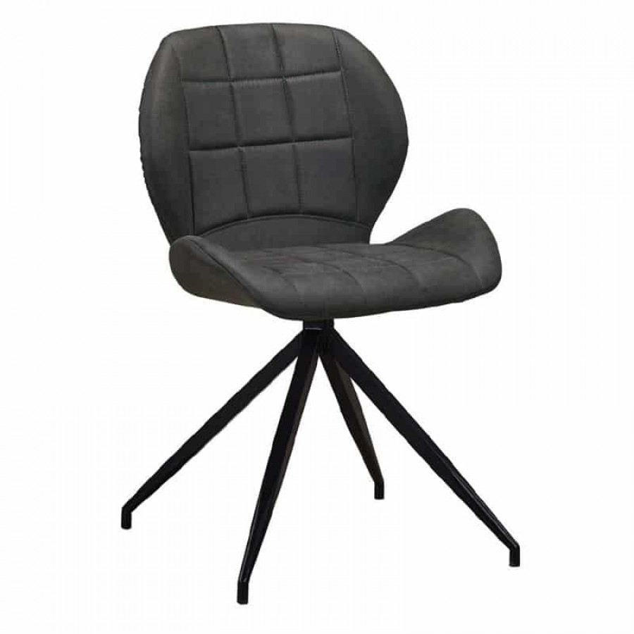 NORMA Καρέκλα Τραπεζαρίας Μέταλλο Βαφή Μαύρο, Ύφασμα Suede Ανθρακί 51x53x81cm Woodwell ΕΜ792,1 Καρέκλες