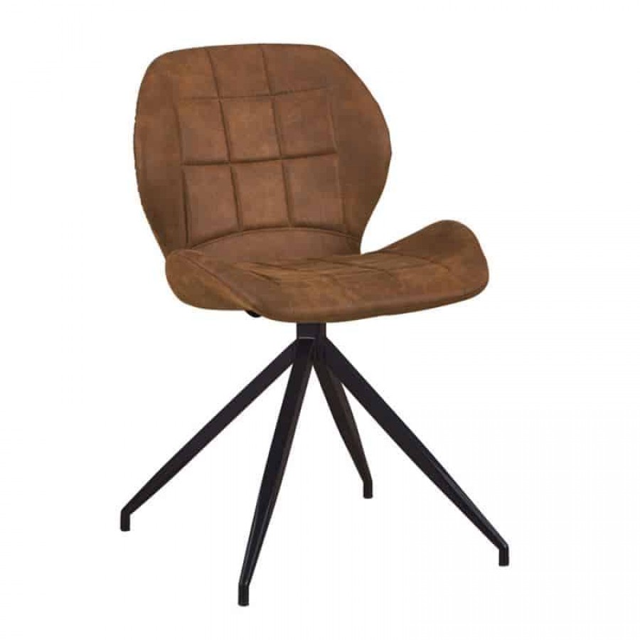 NORMA Καρέκλα Τραπεζαρίας Μέταλλο Βαφή Μαύρο, Ύφασμα Suede Καφέ 51x53x81cm Woodwell ΕΜ792,2 Καρέκλες