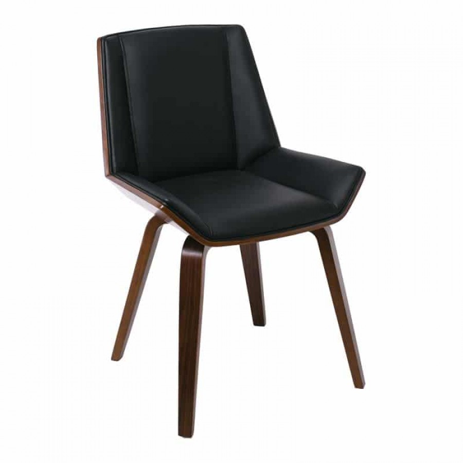 NUMAN Καρέκλα Tραπεζαρίας Καρυδί, PU Μαύρο 52x53x80cm Woodwell Ε7511,1 Καρέκλες