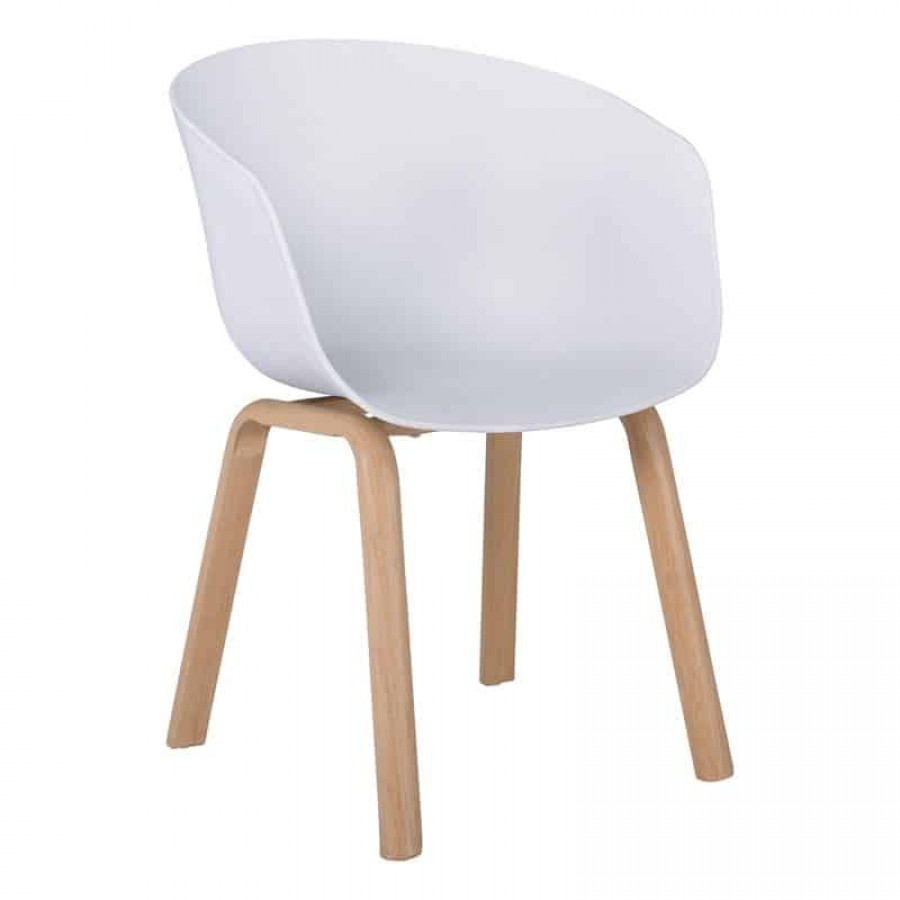 OPTIM Πολυθρόνα Μέταλλο Βαφή Φυσικό, PP Άσπρο 54x51x79cm Woodwell ΕΜ140,1Μ Καρέκλες