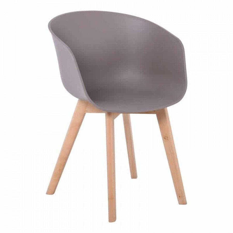 OPTIM Πολυθρόνα Ξύλινο Πόδι Οξιά Φυσικό, PP Sand Beige 54x51x79cm Woodwell ΕΜ140,3 Καρέκλες