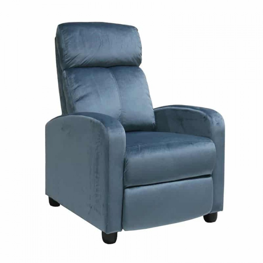 PORTER Πολυθρόνα Relax Σαλονιού - Καθιστικού Γκρι - Μπλε Velure 68x86x99cm Woodwell Ε9781,4 Πολυθρόνες Relax