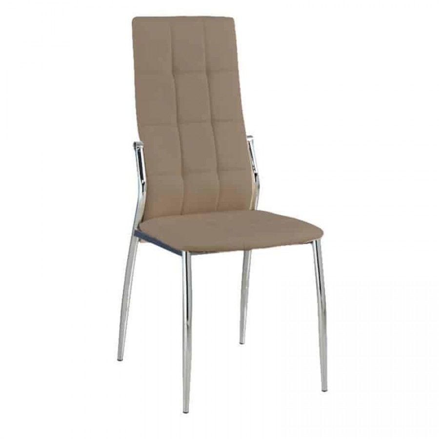 PRIMA Καρέκλα K/D Tραπεζαρίας Κουζίνας, Μέταλλο Χρώμιο, Pu Cappuccino 45x52x100cm Woodwell ΕΜ900,3 Καρέκλες