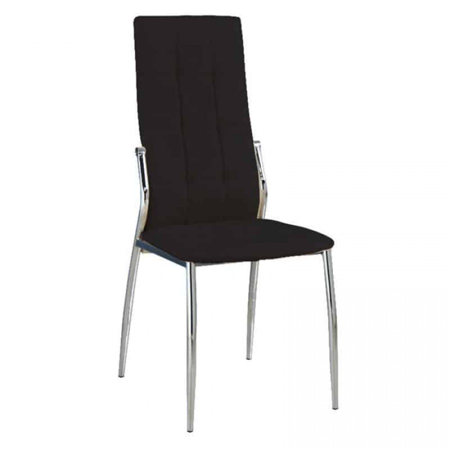PRIMA Καρέκλα K/D Τραπεζαρίας Κουζίνας, Μέταλλο Χρώμιο, Pu Μαύρο 45x52x100cm Woodwell ΕΜ900,1 Καρέκλες