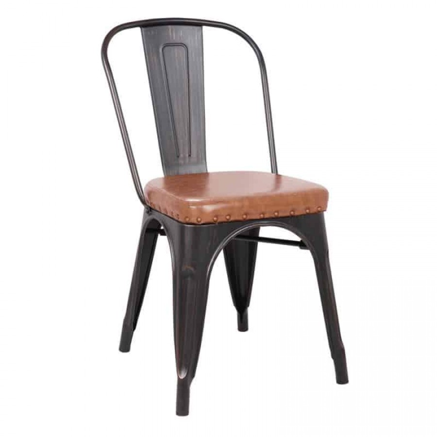 RELIX Καρέκλα, Μέταλλο Βαφή Antique Black, Pu Κάθισμα Camel 45x51x82cm Woodwell Ε5191Ρ,104 Καρεκλες- Πολυθρόνες Κήπου