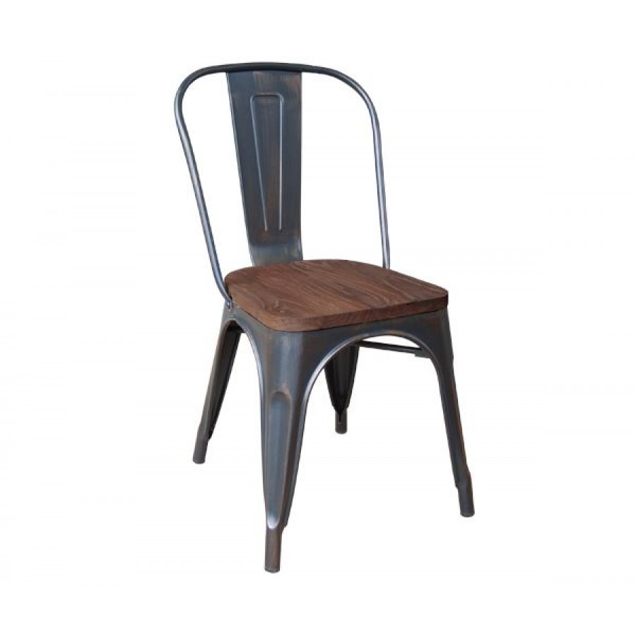RELIX Wood Dark Oak Καρέκλα Μέταλλο Βαφή Antique Black 45x51x85cm Woodwell Ε5191W,10 Καρεκλες- Πολυθρόνες Κήπου