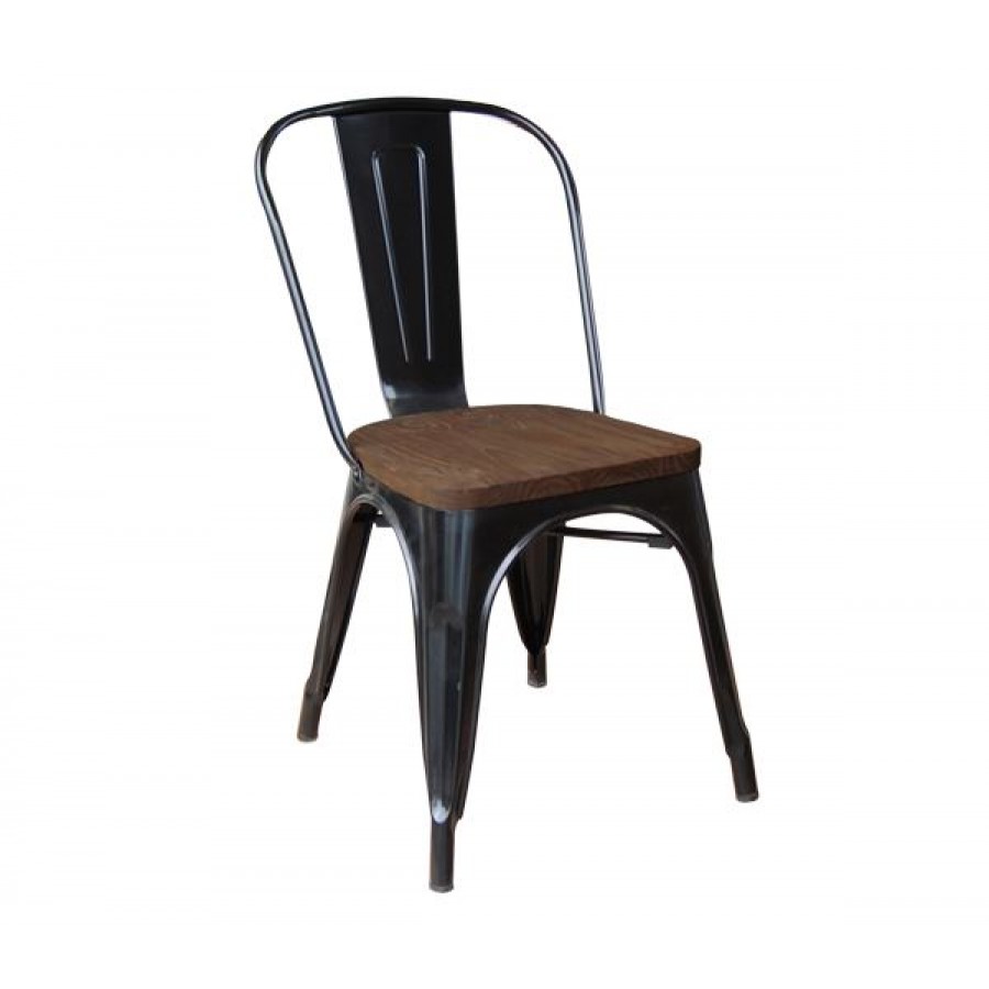 RELIX Wood Dark Oak Καρέκλα Μέταλλο Βαφή Μαύρο 45x51x85cm Woodwell Ε5191W,11 Καρεκλες- Πολυθρόνες Κήπου