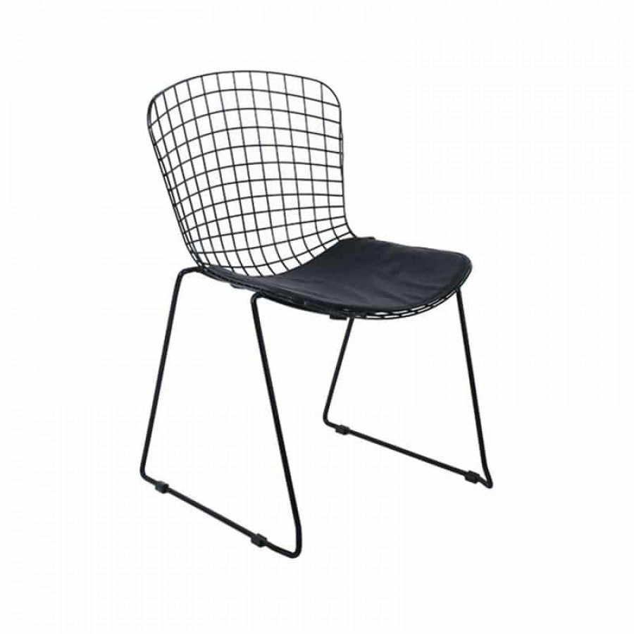 SAXON Καρέκλα Στοιβαζόμενη Μέταλλο Βαφή Μαύρο, Μαξιλάρι Μαύρο 60x61x83cm Woodwell Ε5142,S Καρεκλες- Πολυθρόνες Κήπου