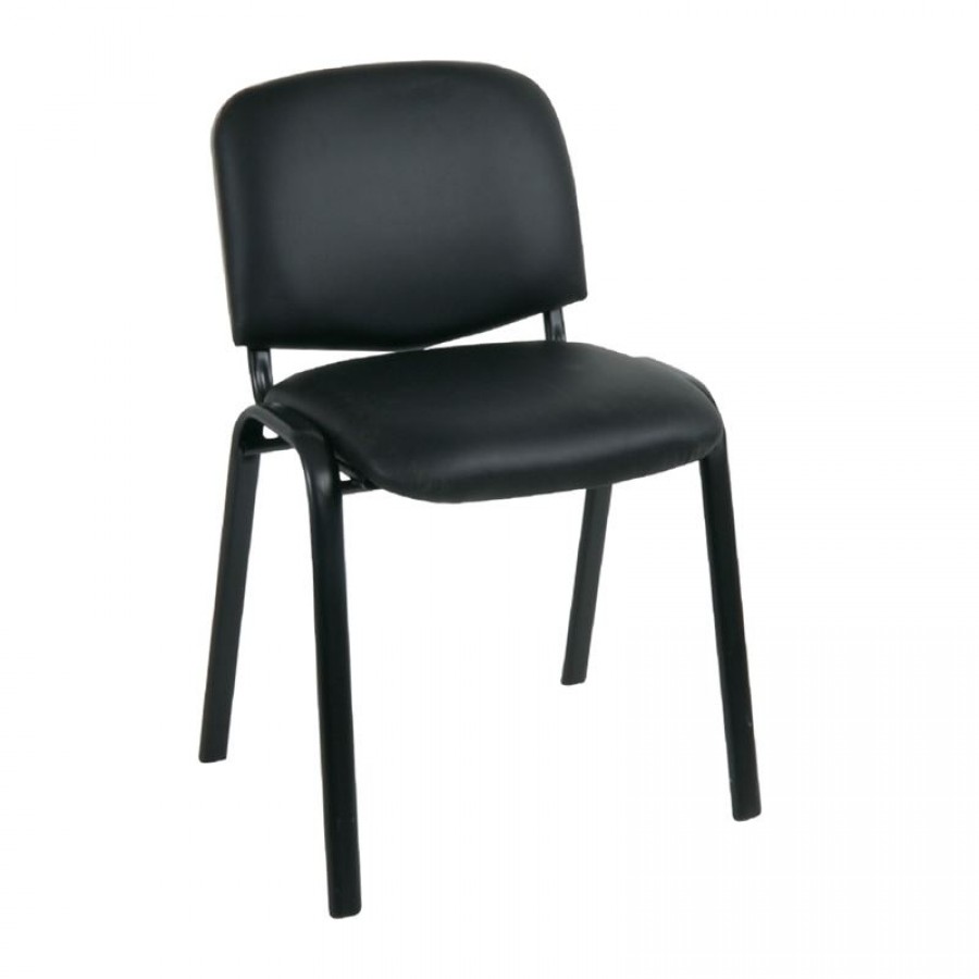 SIGMA Καρέκλα Γραφείου Επισκέπτη, Μέταλλο Βαφή Μαύρο, PVC Μαύρο 57x57x79cm / Σωλ.40x20/1.2mm Woodwell ΕΟ550,16 Πολυθρόνες Γραφείου
