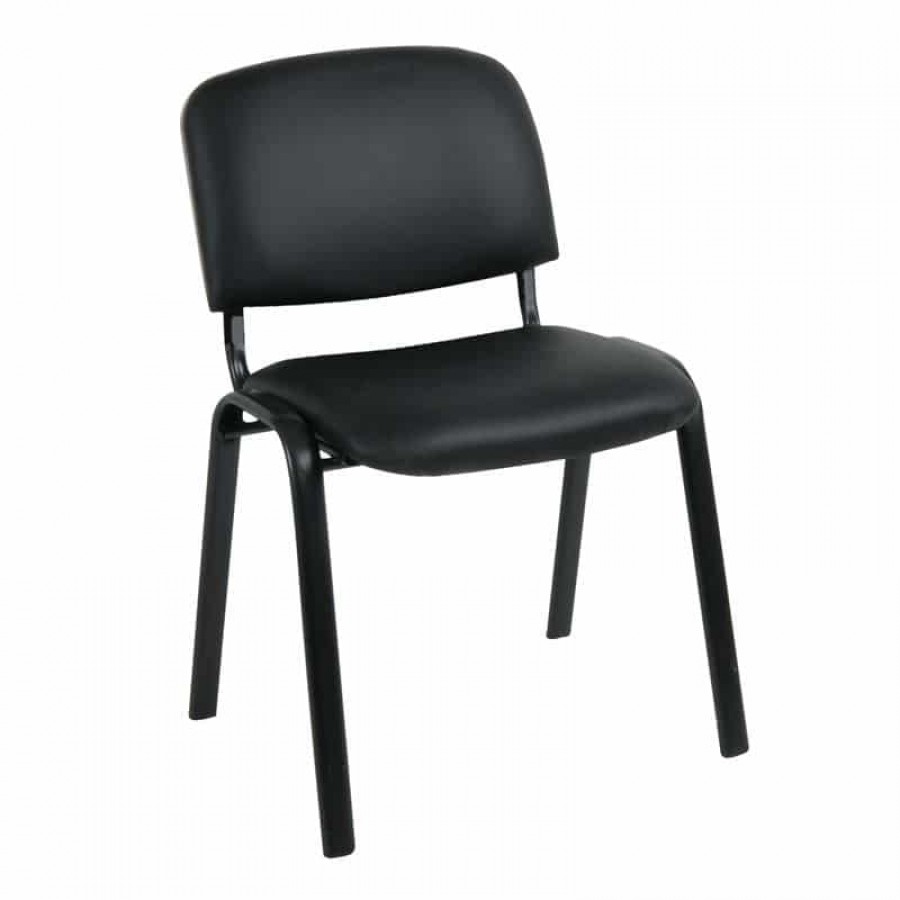 SIGMA Καρέκλα Στοιβαζόμενη Γραφείου Επισκέπτη, Μέταλλο Βαφή Μαύρο, PVC Μαύρο 55x60x79cm / Σωλ.35x16/1mm Woodwell ΕΟ550,17W Πολυθρόνες Γραφείου