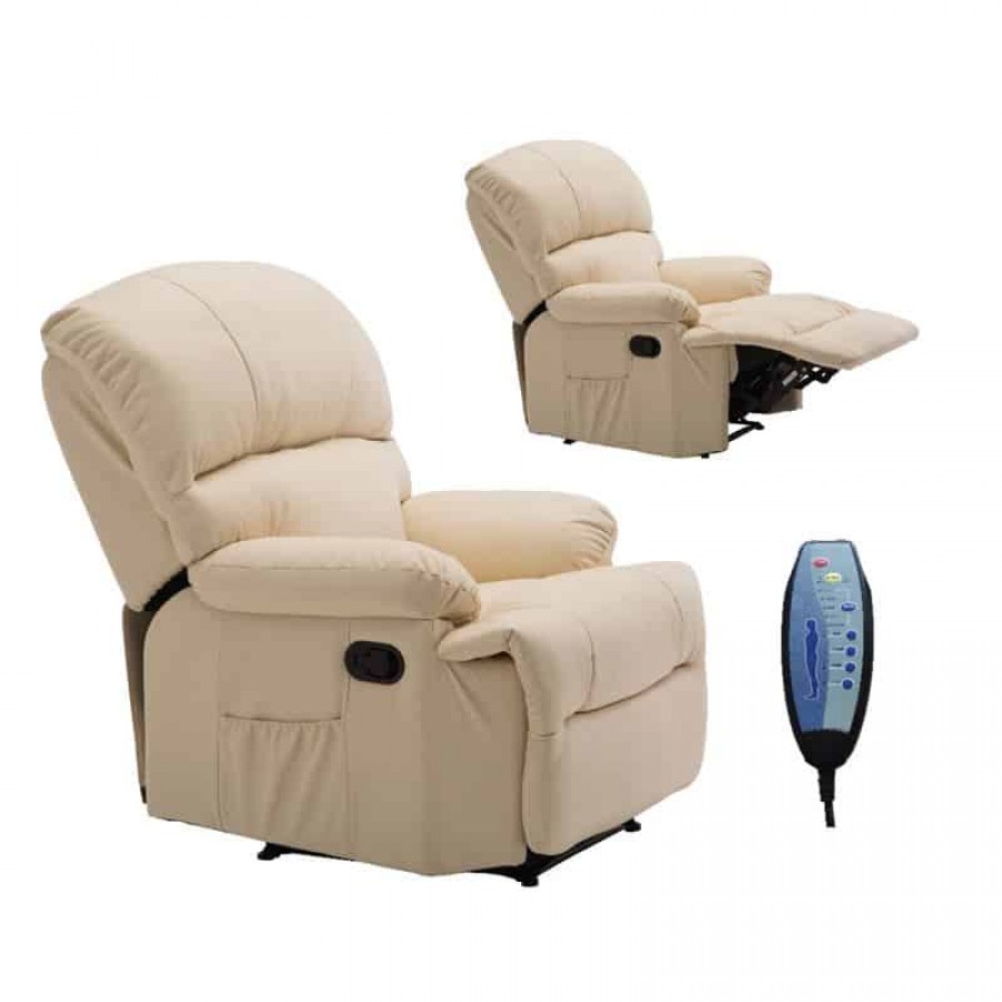 SPACE Πολυθρόνα Massage Σαλονιού - Καθιστικού, PU Μπεζ 88x93x102cm Woodwell Ε9731,1 Πολυθρόνες Relax