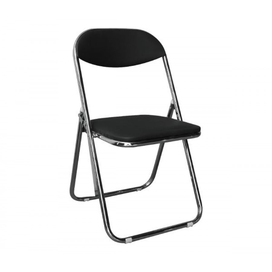 STAR Καρέκλα Πτυσσόμενη Μέταλλο Χρώμιο, Pu Μαύρο 45x49x80cm Woodwell Ε556,1 Καθίσματα