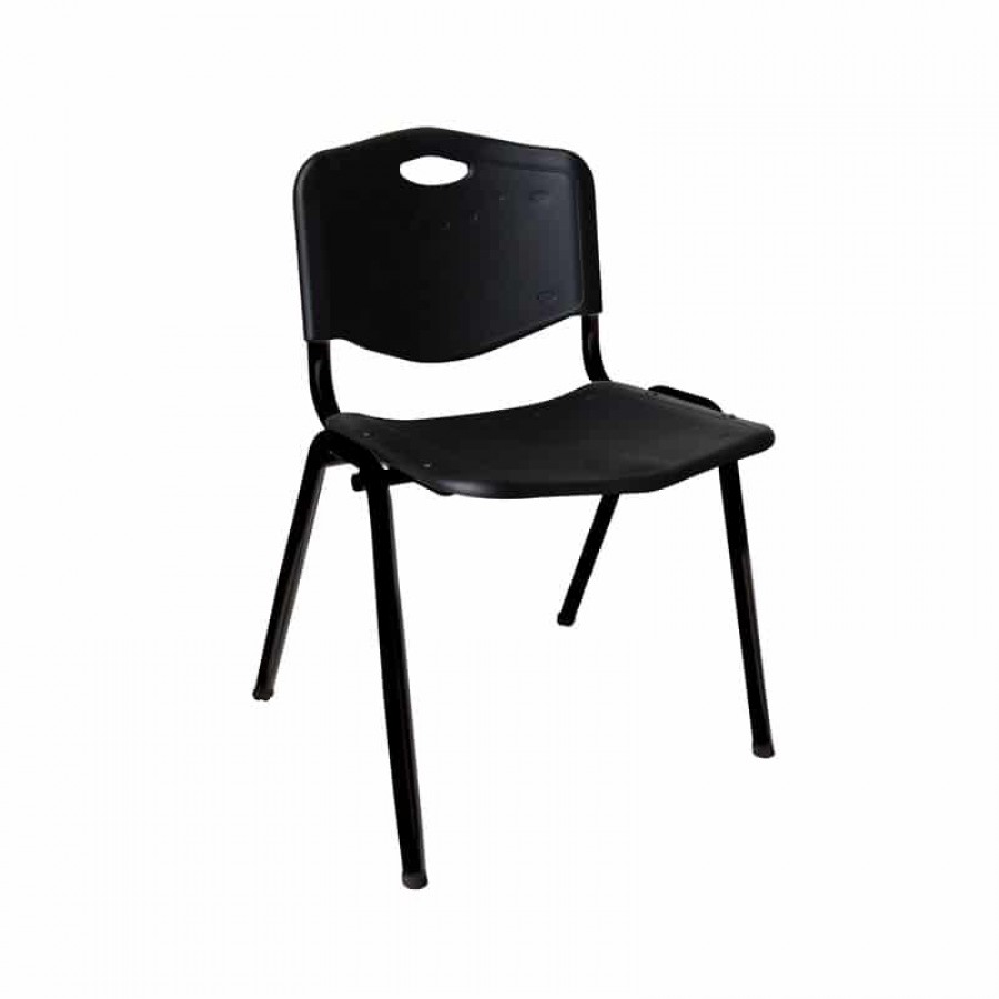 STUDY Καρέκλα Στοιβαζόμενη Μέταλλο Βαφή Μαύρο, PP Μαύρο 53x55x77cm Woodwell ΕΟ549,2 Πολυθρόνες Γραφείου