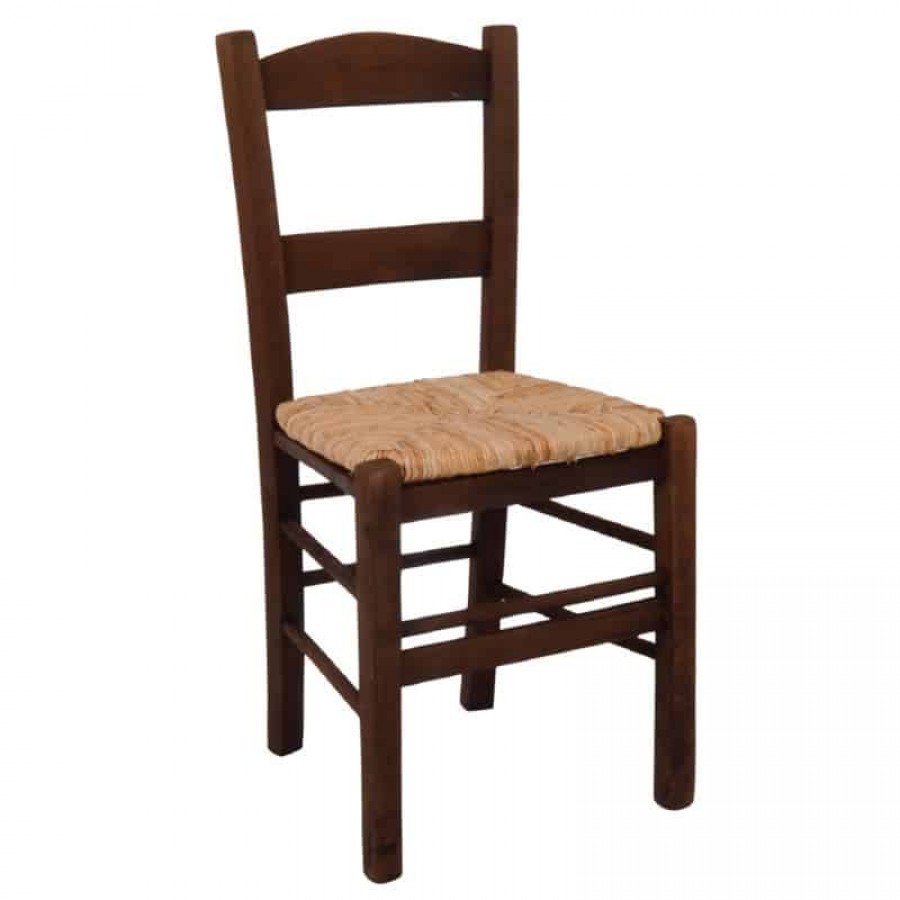 ΣΥΡΟΣ Καρέκλα Οξιά Βαφή Εμποτισμού Καρυδί, Κάθισμα Ψάθα 41x45x88cm Woodwell Ρ950,Ε2 Καφενείου-Ταβέρνας Παραδοσιακά