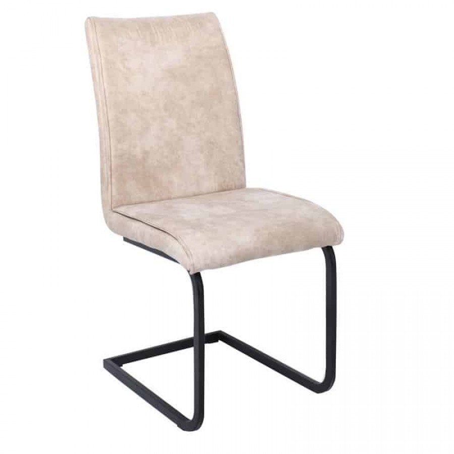 TORY Καρέκλα Τραπεζαρίας Κουζίνας, Μέταλλο Βαφή Μαύρο Ύφασμα Suede Μπεζ 43x56x95cm Woodwell ΕΜ794,3 Καρέκλες