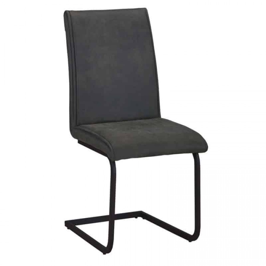 TORY Καρέκλα Τραπεζαρίας Κουζίνας, Μέταλλο Βαφή Μαύρο Ύφασμα Suede Ανθρακί 43x56x95cm Woodwell ΕΜ794,1 Καρέκλες