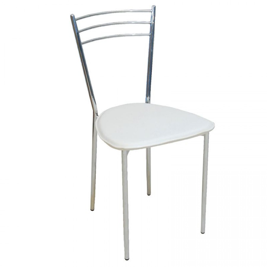VALETTA Καρέκλα Tραπεζαρίας Κουζίνας Μέταλλο Χρώμιο, PVC Εκρού 40x47x81cm Woodwell ΕΜ936,1 Καρέκλες