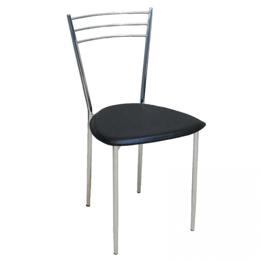 VALETTA Καρέκλα Τραπεζαρίας Κουζίνας Μέταλλο Χρώμιο, Pvc Μαύρο 40x47x81cm Woodwell ΕΜ936,2 Καρέκλες