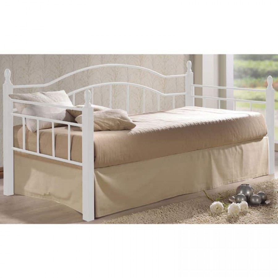 VINCENT Daybed Κρεβάτι Μονό Μέταλλο Βαφή Άσπρο, Ξύλο 'Ασπρο 98x201x99(Στρώμα 90x190)cm Woodwell Ε8072,1 Κρεβάτια