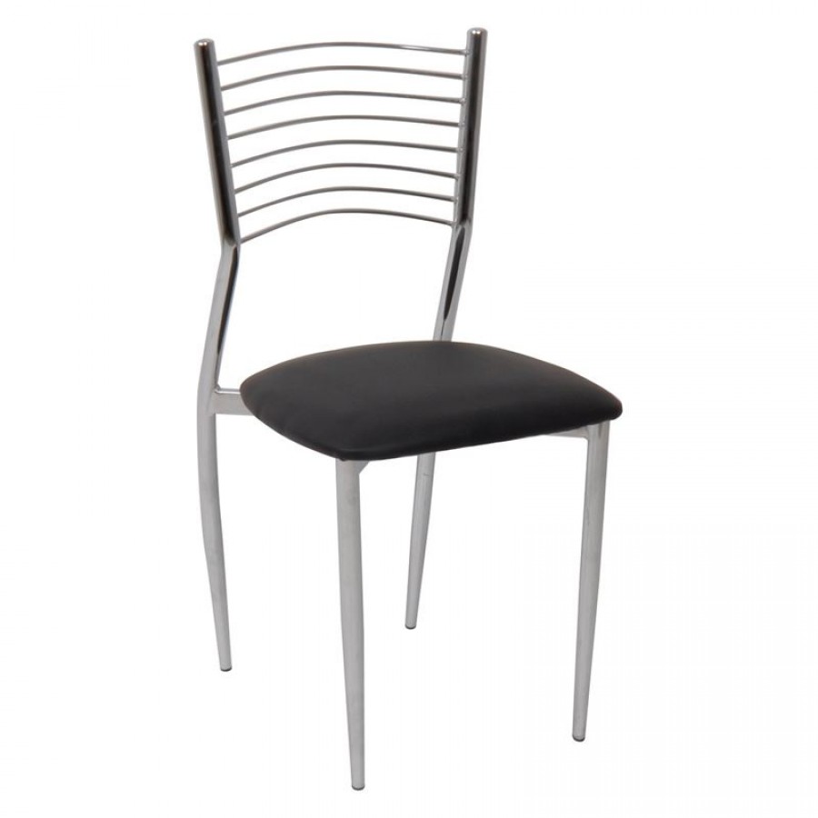 VIVIAN Καρέκλα Μέταλλο Χρώμιο, ΡVC Μαύρο 40x44x83cm Woodwell ΕΜ935,2 Καρέκλες