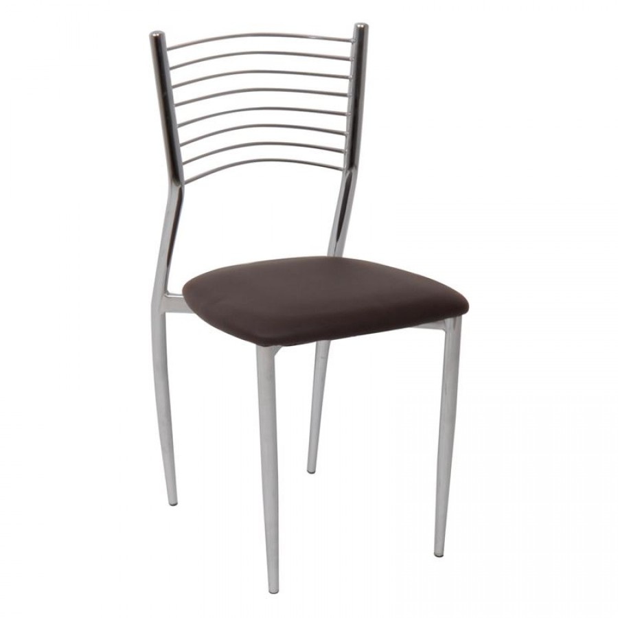  VIVIAN Καρέκλα Μέταλλο Χρώμιο, PVC Σκούρο Καφέ 40x44x83cm Woodwell ΕΜ935,3 Καρέκλες