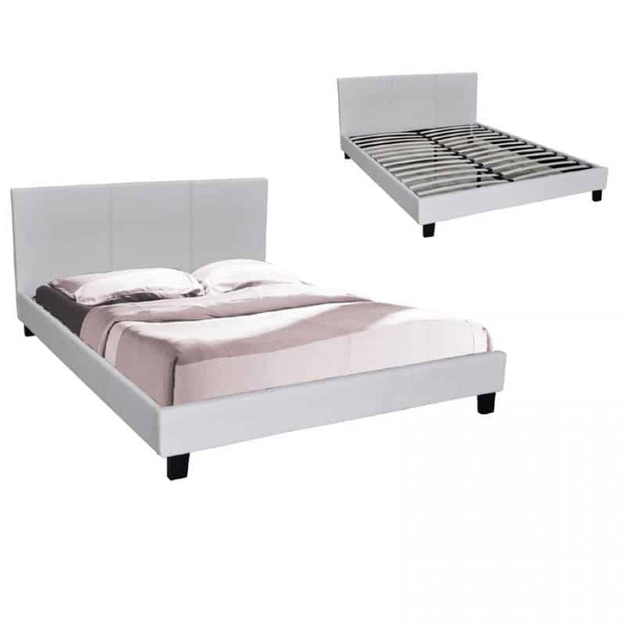 WILTON Κρεβάτι Διπλό για Στρώμα 140x190cm, Pu Άσπρο 149x203x89cm Woodwell Ε8031,1 Κρεβάτια