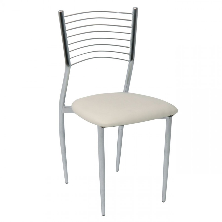 VIVIAN Καρέκλα Μέταλλο Χρώμιο, PVC Εκρού