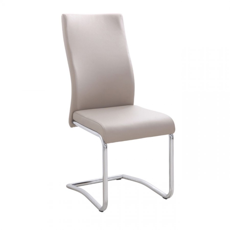 BENSON Καρέκλα Μέταλλο Χρώμιο, PVC Cappuccino