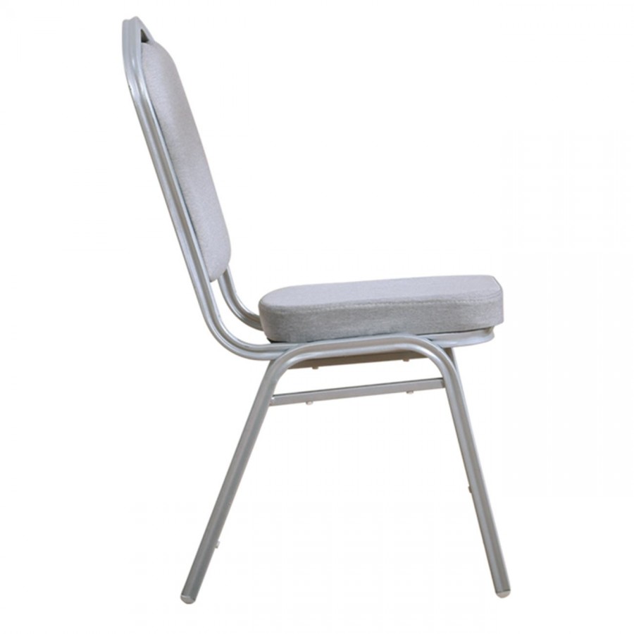 HILTON Καρέκλα Μέταλλο Βαφή Silver, Ύφασμα Γκρι