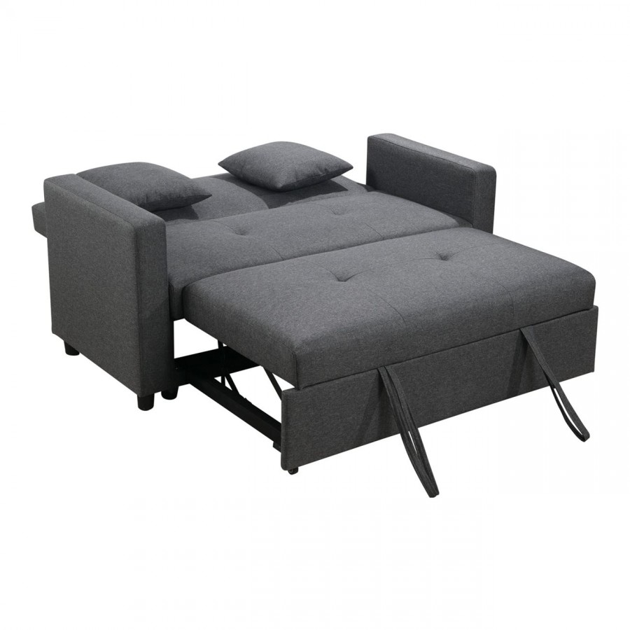 IMOLA Καναπές - Κρεβάτι Σαλονιού - Καθιστικού, 2Θέσιος Ύφασμα Σκούρο Γκρι