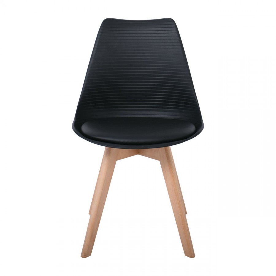 MARTIN STRIPE Καρέκλα Ξύλινο Πόδι, PP Μαύρο Καρέκλες
