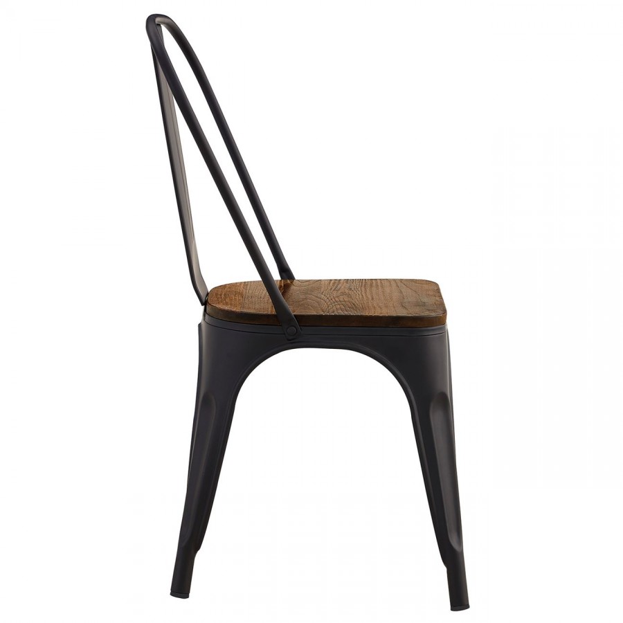 RELIX Wood Καρέκλα, Μέταλλο Βαφή Μαύρο Extra Matt, Απόχρωση Ξύλου Dark Oak
