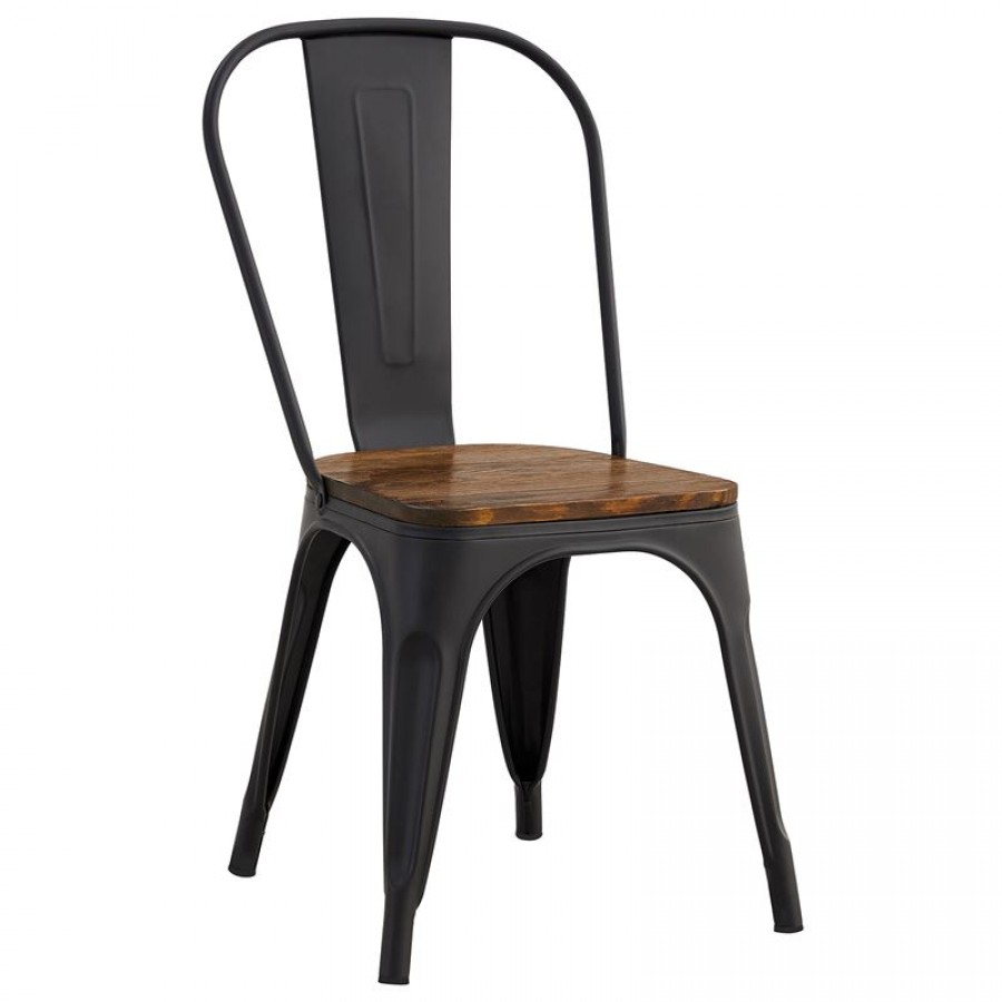 RELIX Wood Καρέκλα, Μέταλλο Βαφή Μαύρο Extra Matt, Απόχρωση Ξύλου Dark Oak