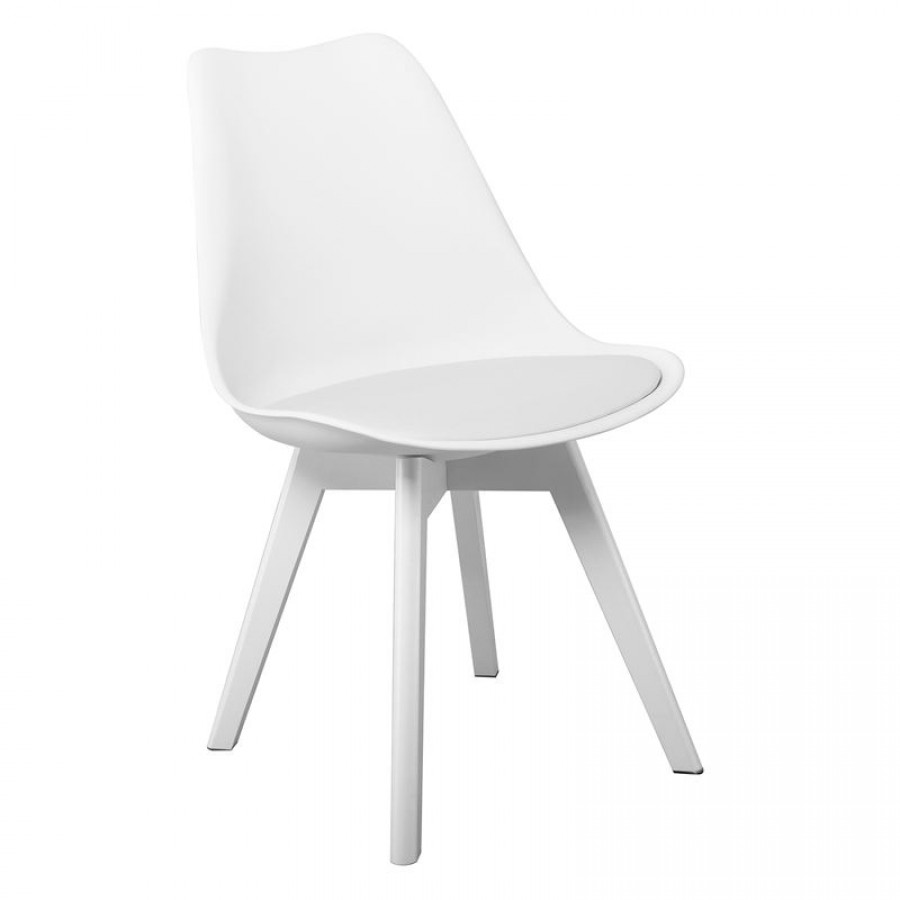 MARTIN Καρέκλα Ξύλο Άσπρο, PP Άσπρο Μονταρισμένη Ταπετσαρία