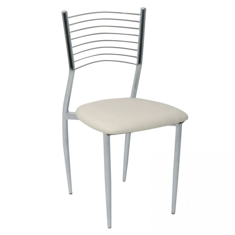VIVIAN Καρέκλα Μέταλλο Χρώμιο, PVC Εκρού