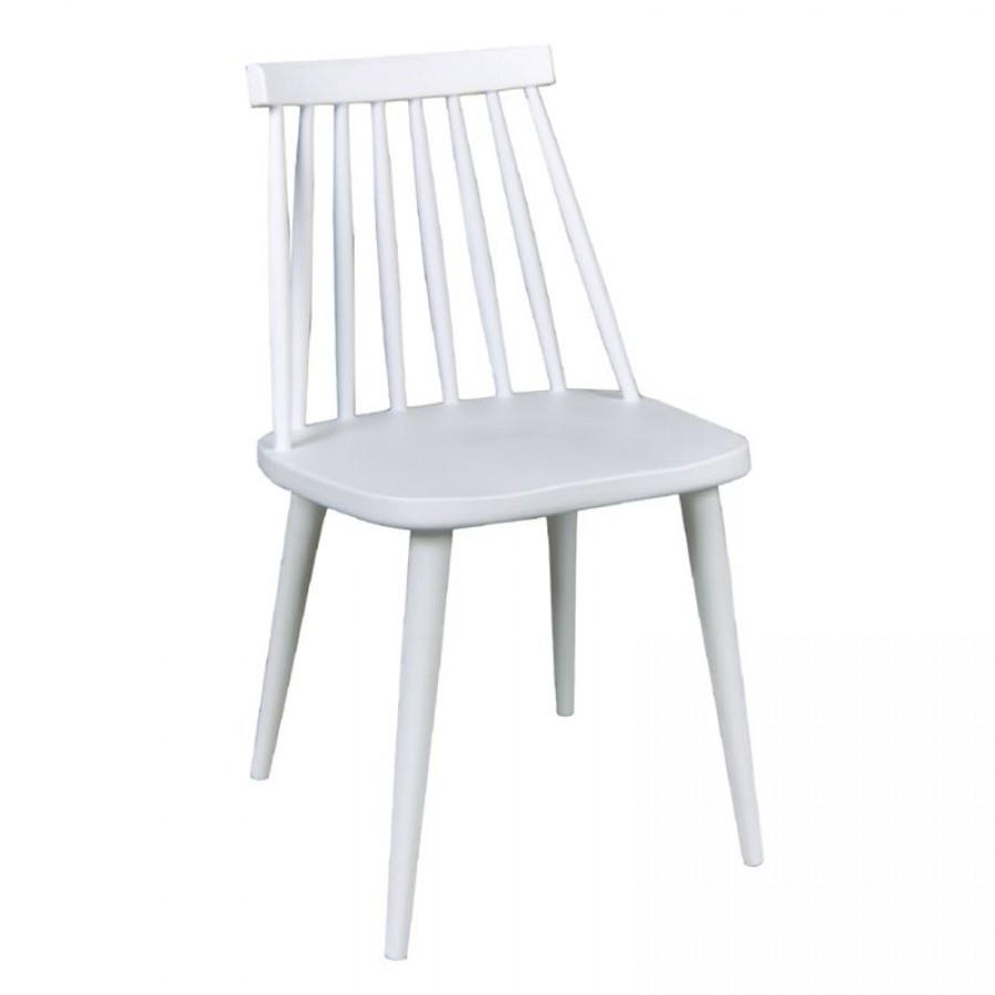 LAVIDA Καρέκλα Τραπεζαρίας Κουζίνας, Μέταλλο Βαφή Λευκό PP Άσπρο Καρέκλες